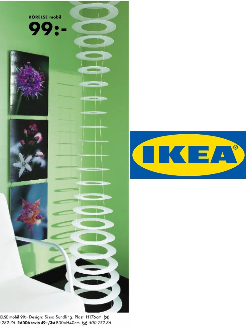 IKEA RÖRELSE White Spiral Hanging Mobile